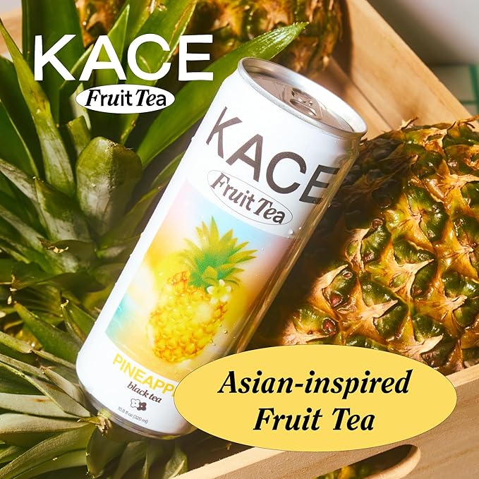 KACE Tea Pineapple Black Iced Tea 10.8 Fl Oz (Pack of 12) - All-Natural Cold Brew with Asian Pineapple 65mg Caffeine 320ml Can
