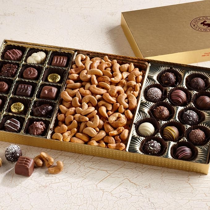 Chocolate Assortment Gift Box - Truffles Assorted Milk Dark White Chocolates Special Occassions (Perfect Trio)