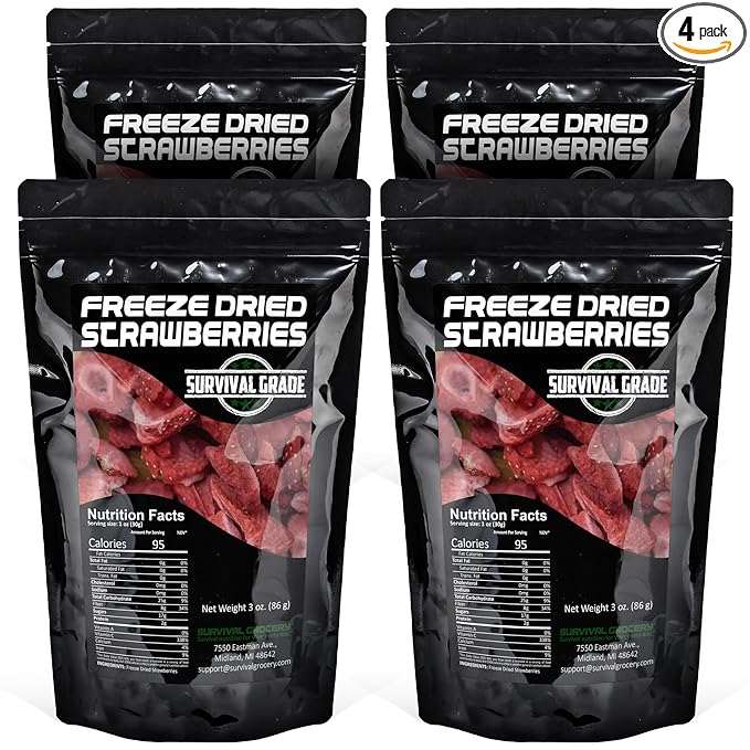Survival Grocery® - Freeze-Dried Strawberries (4 Bags/12 oz.)