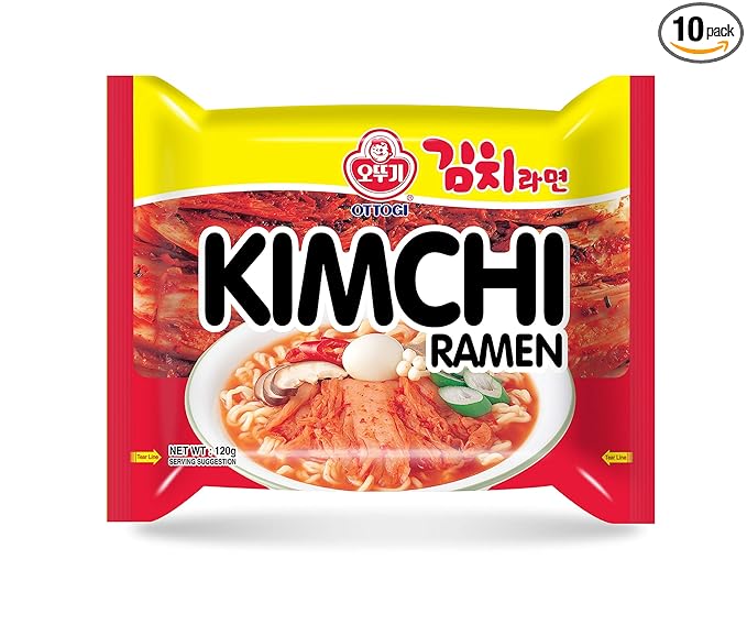 OTTOGI KIMCHI RAMEN- Korean Style Instant Noodle - Tasty and Tangy and Kimchi Noodles (120g) - 10 Pack