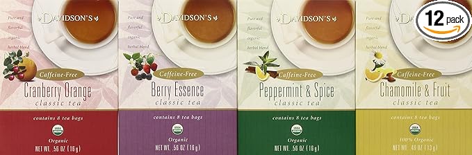 Davidson's Tea Assorted Herbal 8-Count Tea Bags (Pack of 12)