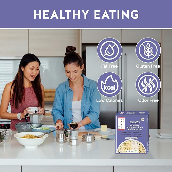 Nashi Konjac Shirataki Premium Mix Pack (8×190g) – Odour-Free Vegan Low-Calorie Fat-Free Keto-Friendly &amp Low-Carb Diet | Noodles Rice Spaghetti &amp Fettuccine | Healthy Ready-to-Eat