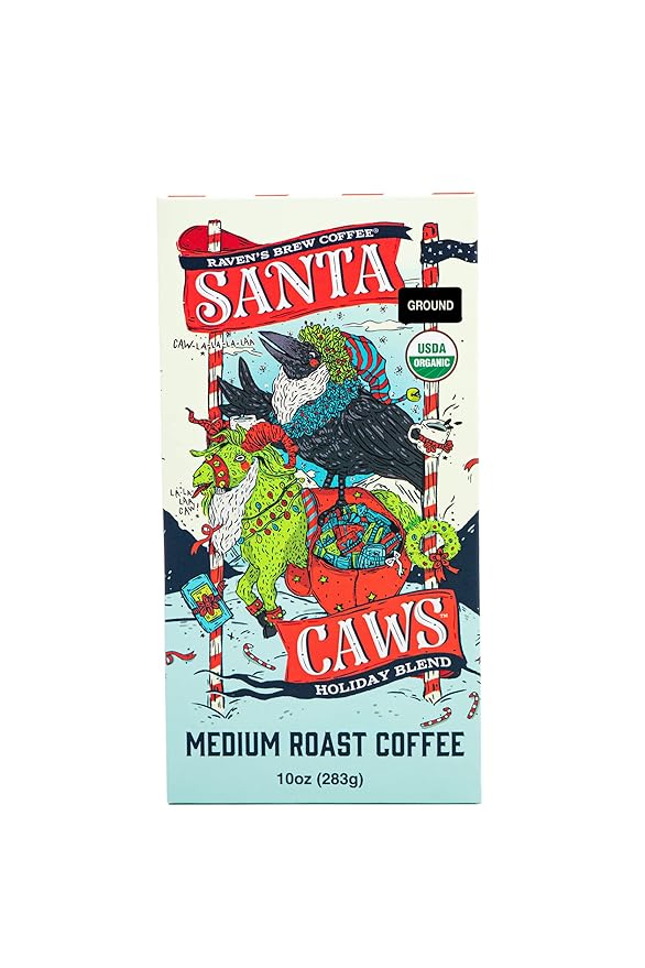 Raven's Brew Coffee Holiday Coffee Medium Roast Ground - Santa Caws