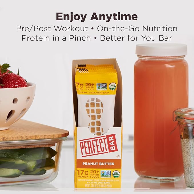 Perfect Bar Protein Bars Peanut Butter Gluten Free Made with Organic Honey Cookie Dough Texture Refrigerated 10 Count 2.5 Oz Bar