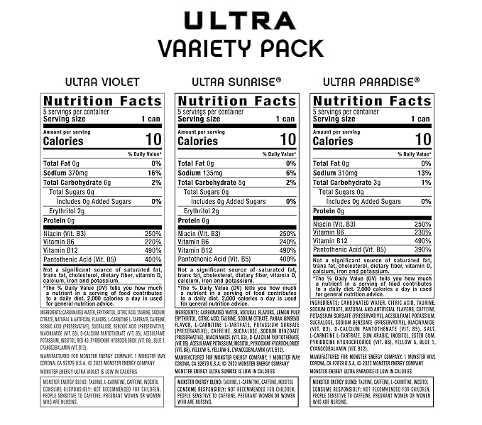 Monster Energy Ultra Variety Pack POP Sugar Free Energy Drink 16 Ounce | Pack of 15
