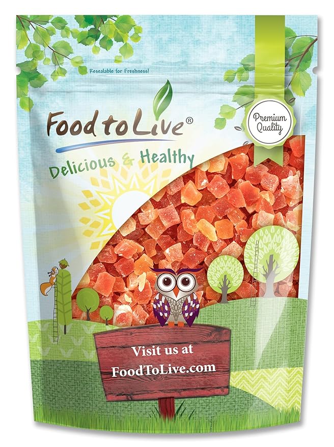 Food to Live Dried Diced Papaya 2 Pounds – Kosher Vegan Sweetened Unsulfured Bulk