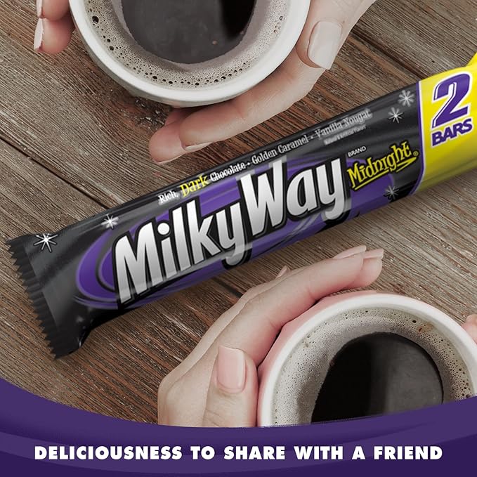 MILKY WAY Candy Bars Midnight Dark Chocolate Candy Bars Sharing Size 2.83-Ounce 24-Count Box