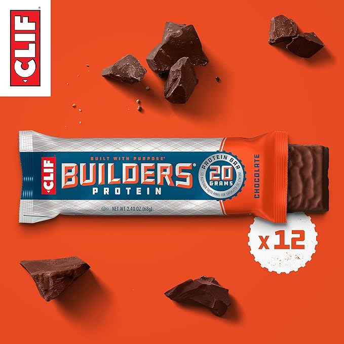 CLIF Builders - Chocolate Flavor - Protein Bars - Gluten-Free - Non-GMO - Low Glycemic &amp Chocolate Chip Cookie Dough Flavor - Protein Bars - Gluten-Free - Non-GMO - Low Glycemic