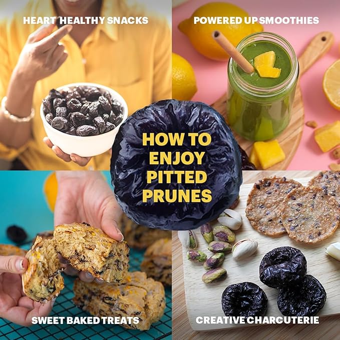 Amazin' Prunes - Pitted Prunes - Dried Prunes Pitted Unsweetened - Gluten Free- Fiber &amp Minerals - 2 Pack - 16 oz Jar - Packaged in a Custom Voodoux Sales box