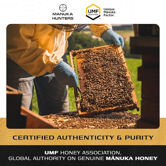 Manuka Hunters UMF 26+/MGO 1280+ Certified New Zealand Manuka Honey - 100% Pure Natural Sweetener - Gluten Dairy Free - Ideal for Tea Coffee Smoothies and Baking - Sustainable - 8.8oz/250g Jar