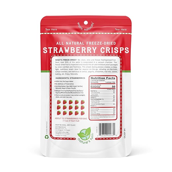 Nature’s Turn Freeze-Dried Fruit Snacks Strawberry and Apple Cinnamon Pack of 24 (0.53 oz Each)