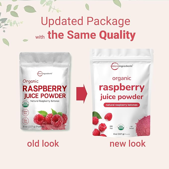 Organic Raspberry Juice powder 8oz | 100% Natural Fruit Powder | Freeze-Dried Raspberries Source | No Sugar &amp Additives | Great Flavor for Drinks Smoothie &amp Beverages | Non-GMO &amp Vegan