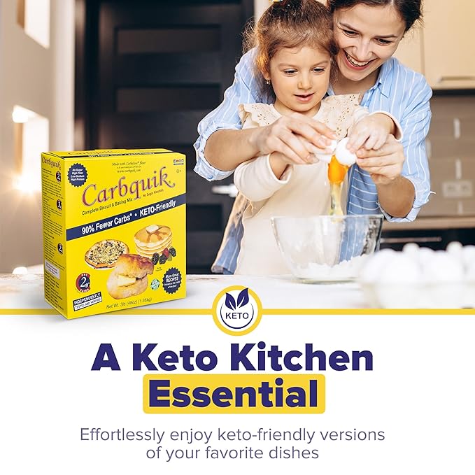 Carbquik Biscuit &amp Baking Mix (3 lb) Mix for Keto Pancakes Biscuits Pizza Crust Bread and More - Keto Food - No Sugar - Low Carb - Nut Free - Quick and Easy Keto Friendly Substitute for Tradit