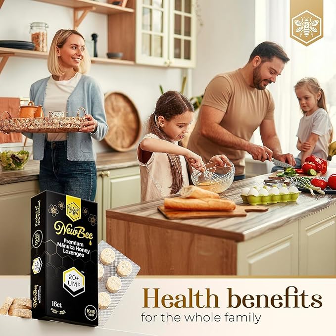 Manuka Honey Lozenges16 Count Made W/UMF 20+ MGO 1046 New Zealand Manuka Honey UMF Certified Monofloral Traceable from Hive to Hand (16 ct Umf 20)