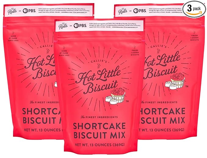 Callie’s Hot Little Biscuit Shortcake Biscuit Mix Sweet Southern Recipe Made with White Lily Flour &amp Real Dairy No Preservatives Makes One Dozen Shortcake Biscuits per Bag 13 oz (Pack of 3)