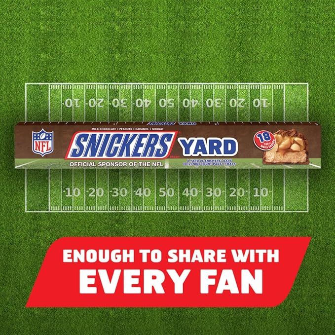 Snickers Yard Chocolate Bars Candy 18 Count 33.48 Ounce