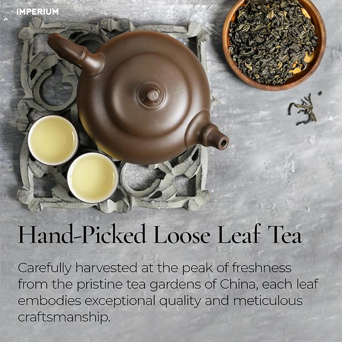Imperium Tie Guan Yin Loose Leaf Tea (4oz) – Premium Chinese Oolong Green Tea Brews 100 Cups Hand-Picked Smooth Floral Aroma &amp Natural Velvety Sweetness