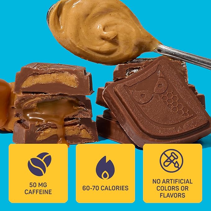 AWAKE - Caffeinated Chocolate Bites - 50mg Caffeine per bite - Winter Wake Up Variety Pack (3 Flavors) 50 Bites - Peanut Butter Milk &amp Caramel - Energy Bites - Coffee Alternative - 0.48oz each