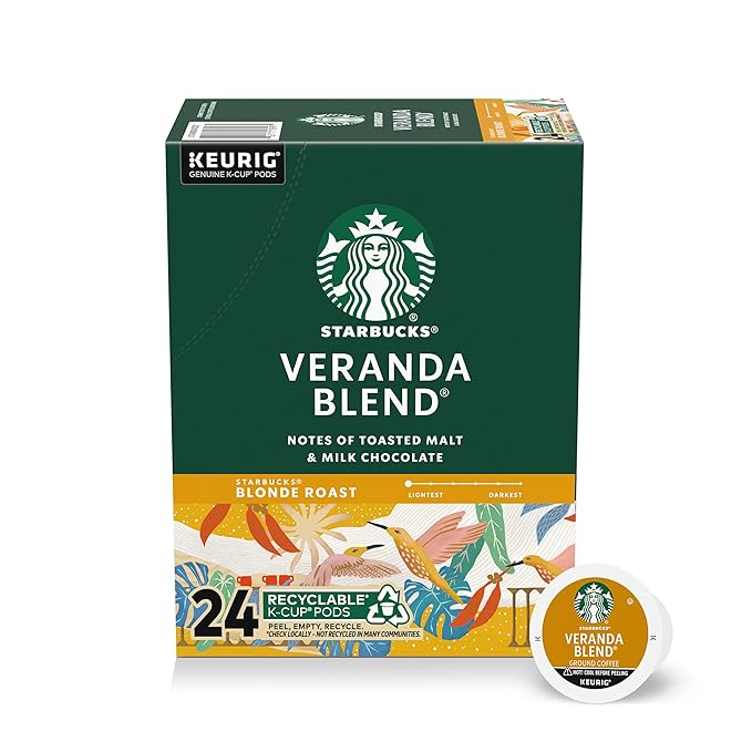 Starbucks K-Cup Coffee Pods Starbucks Blonde Roast Hot or Iced Coffee Veranda Blend 24 Keurig Pods
