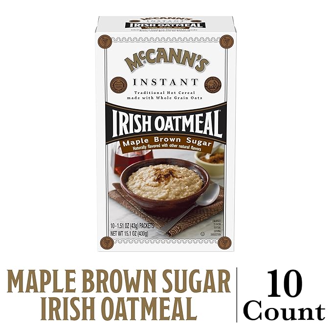 McCann’s Instant Irish Oatmeal Maple Brown Sugar 10 Packets (Pack of 12)