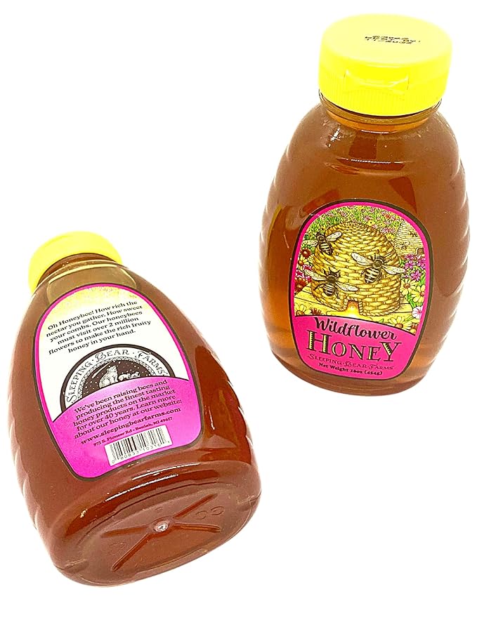 Wildflower Honey 16 oz. Bottle - Case of 12 Bulk Wholesale Honey Unpasteurized Unblended No Additives 100% Pure Honey