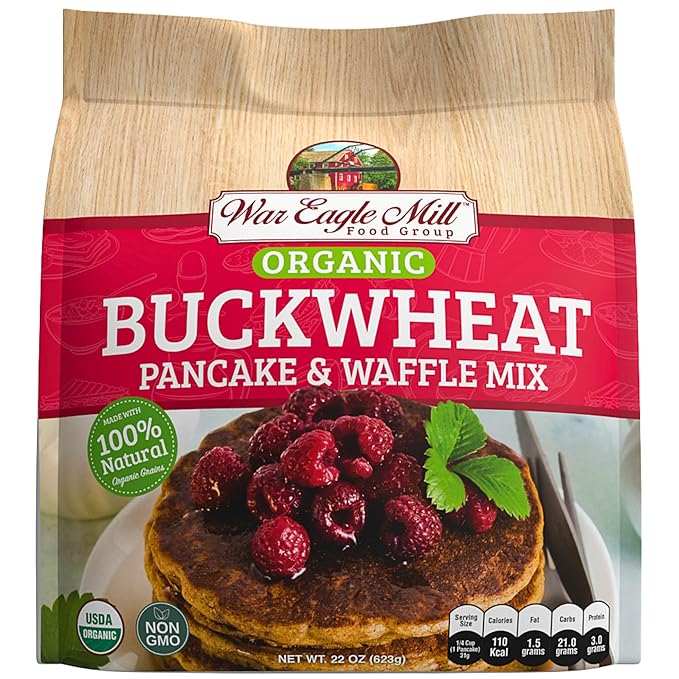 War Eagle Mill Organic Buckwheat Pancake &amp Waffle Mix 22 oz Bag (2 Pack)