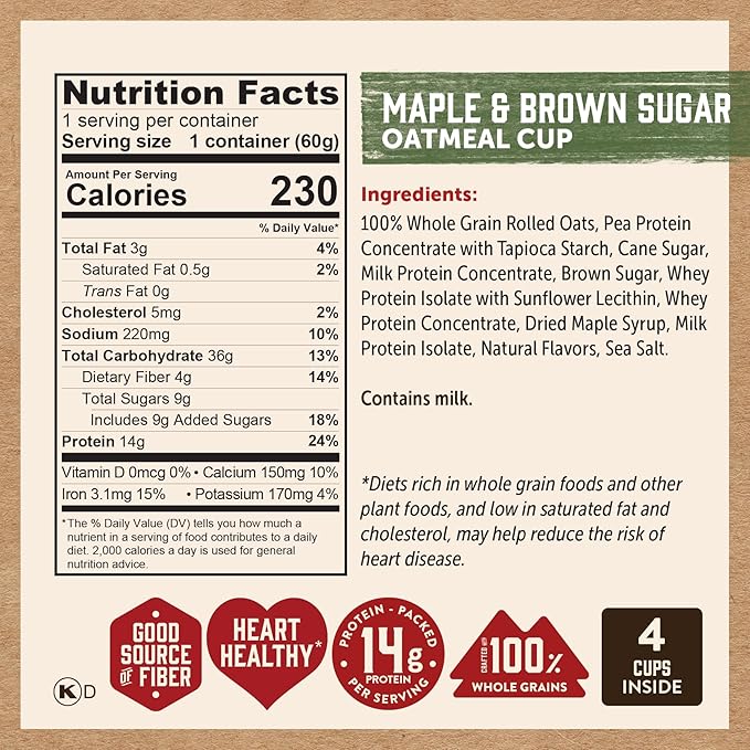 Kodiak Cakes Instant Oatmeal Cup Variety Pack: Peanut Butter Chocolate Chip Maple &amp Brown Sugar &amp Chocolate Chip