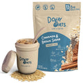 Dozy Oats Overnight Oatmeal 15-Serving Big Batch Bag. Gluten-Free Natural Source of Protein and Fiber Cinnamon and Brown Sugar 750g Pack and Jar