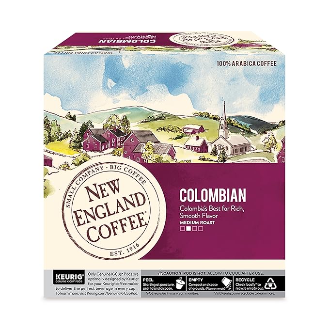 New England Coffee Colombian Supremo Medium Roast Single Serve Pods 32ct Box (Pack of 1)