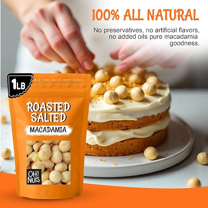 Oh! Nuts Roasted Salted Macadamia - 1 lb - Macadamia Nuts Salted - Premium Roasted Macadamia