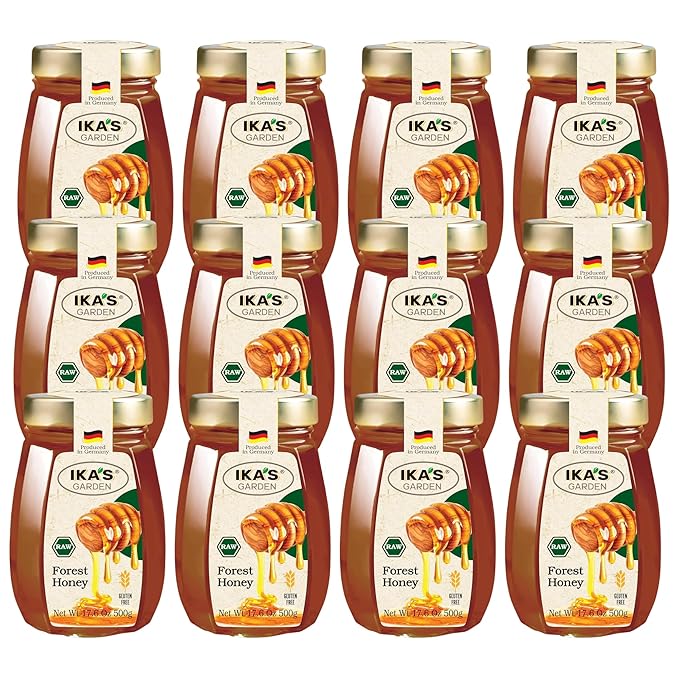 Ika's Garden Raw Forest Honey - 100% Pure Unfiltered Gluten-Free – Product of Germany 17.6 oz (500g) Jar [Pack of 12]
