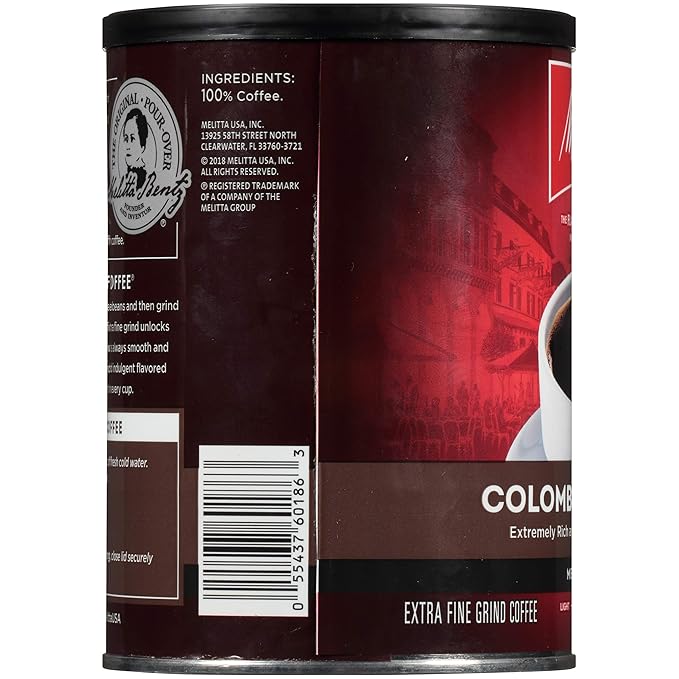 Melitta Colombian Supreme Coffee Medium Roast Extra Fine Grind 11 Ounce Can (Pack of 6)