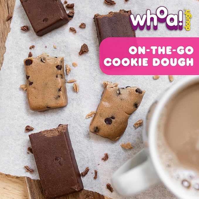 Whoa Dough Best Sellers Edible Cookie Dough Bars- Certified Non-GMO Kosher and Gluten Free Bars - Healthy Snack Foods - Plant Based Snacks - Real Ingredients - Variety Pack (6 Bars)