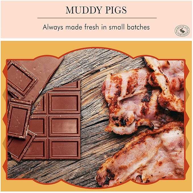 Muddy Pigs Chocolate Covered Bacon Strips - 6 Hickory Smoked Bacon Strips - Gourmet Artisan Chocolates Made Fresh in Iowa