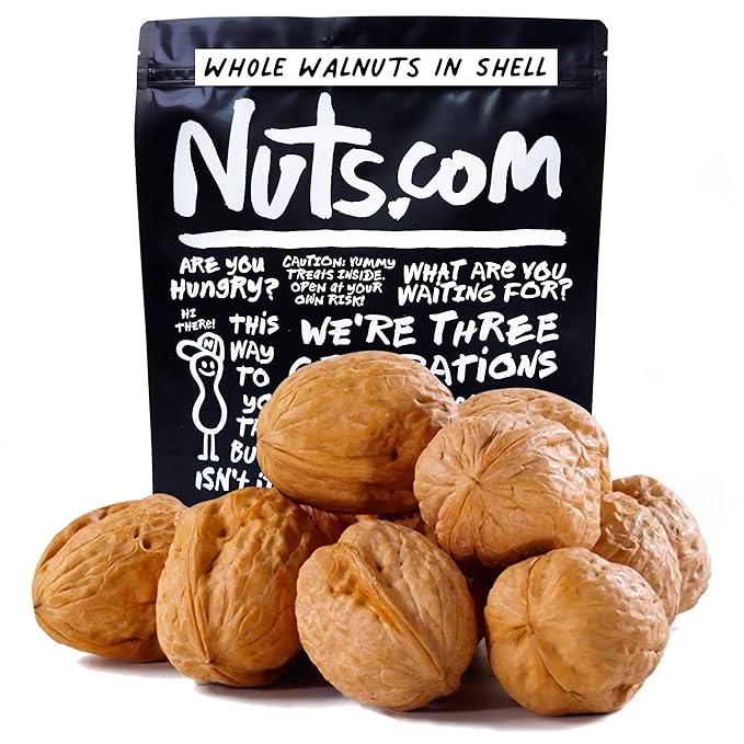 Nuts.com Whole Walnuts 2lb Pecans and Oregon Hazelnuts in Shell 1lb - Gourmet Freshly Harvested Non-GMO for Cooking Baking and Snacking