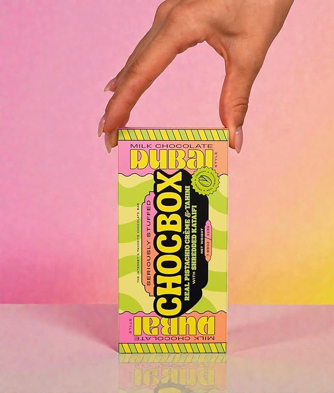 Chocbox Viral Ready to Eat Dubai Chocolate Bar – Milk Chocolate Crunchy Kataifi Pistachio Cream &amp Tahini Mix – 7.78oz/223g Authentic Middle Eastern Treat