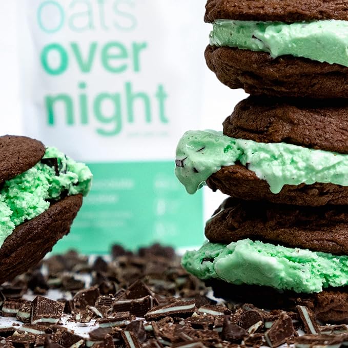 Oats Overnight Mint Chocolate Chip Cookie 8 Pack &amp Chocolate Chip Cookie Dough 8 Pack - 20g Protein High Fiber Breakfast Shake - Gluten Free Non GMO Oatmeal