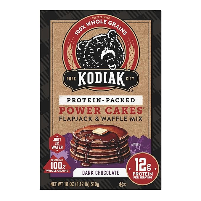 Kodiak Cakes Protein Pancake Power Cakes Flapjack and Waffle Baking Mix Dark Chocolate 18 Ounce (Pack of 6)