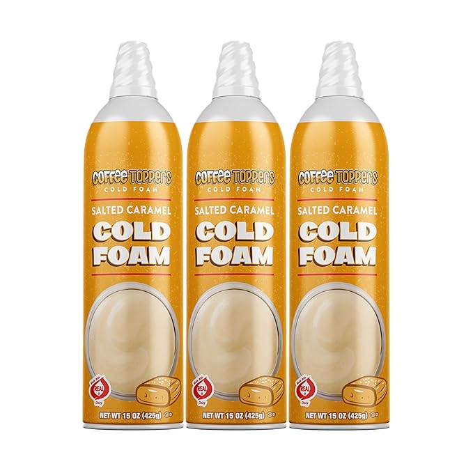 Coffee Toppers Cold Foam Salted Caramel 15 Ounce (Pack of 3) Be Your Own Barista Kosher