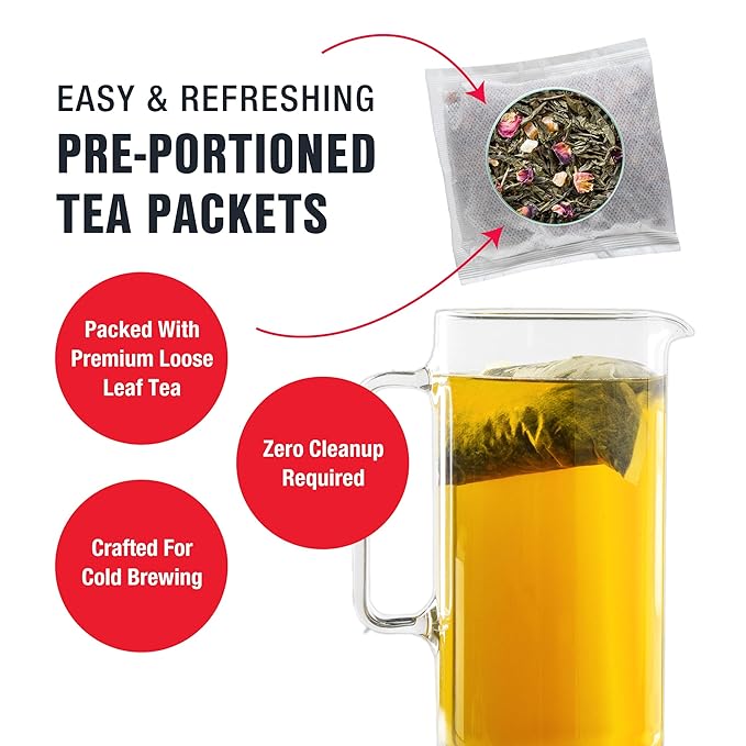 Tiesta Tea - Fruity Paradise Cold Brew Loose Leaf Strawberry Pineapple Green Tea Medium Caffeinated Cold Brew Packets Makes 64 oz of Pitcher Per Bag (Pack of 10)