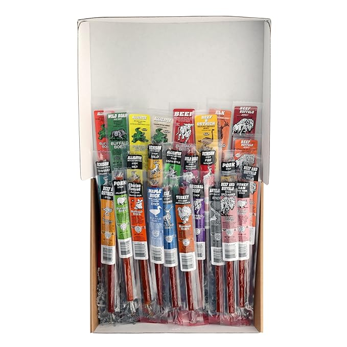 Jerky Dynasty The Ultimate 27-Piece Exotic Jerky with Gift Box - Buffalo Bob's Wild Game Jerky Variety Pack - Exclusive Flavors &amp Protein Snack - Farm Raised
