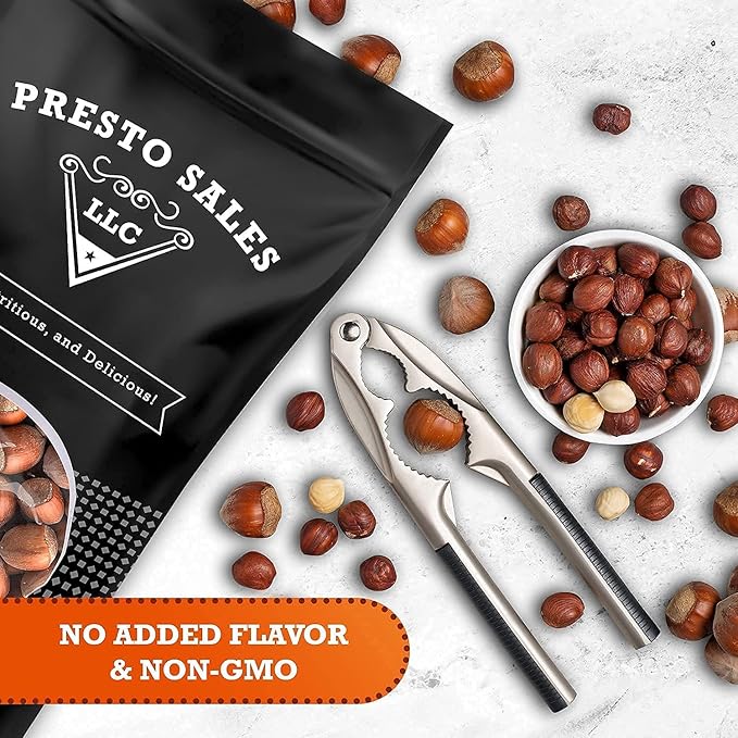 Presto Sales Filberts Hazelnuts Raw In Shell - 80 oz. (5 lbs.) Resealable Bag - Non-GMO Gourmet and Savory Flavor Hazelnuts Natural Healthy Low-Carb Keto Friendly Snack by Presto Sales