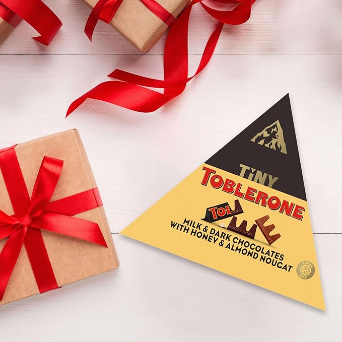 TOBLERONE Tiny Assorted Chocolate Bars Variety Pack (Milk &amp Dark) 1 Gift Box (25 Pieces)