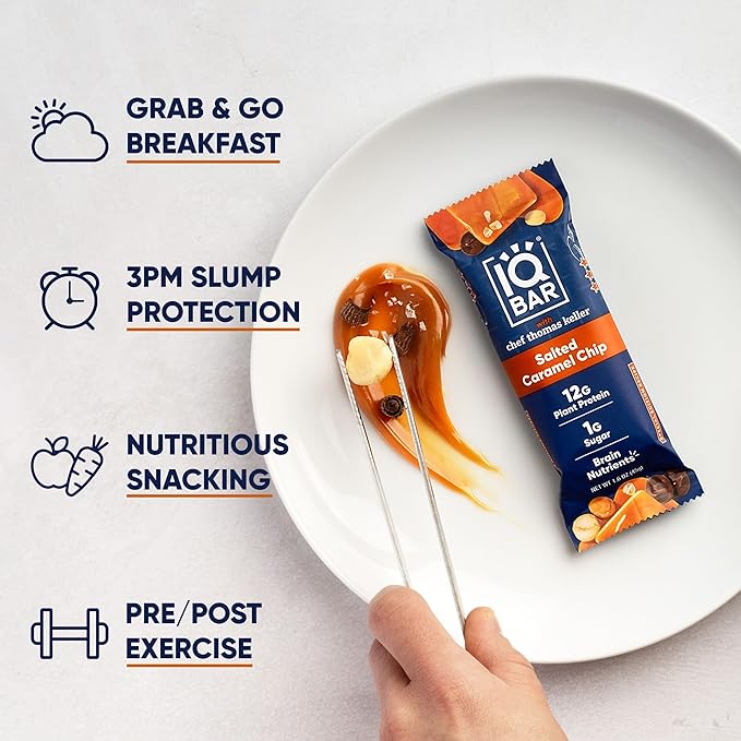 IQMIX &amp IQBAR x Chef Thomas Keller - Brain &amp Body Hydration + Protein Bar Bundle - Yuzu Mango + Salted Caramel Chip - Electrolyte Drink Mix (20ct) + Vegan Protein Bars (12ct)