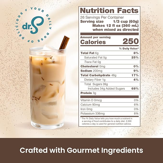 Dr. Smoothie Café Essentials Classic Chai – No Artificial Colors Flavors or Sweeteners – Shelf Stable – 62mg of Caffeine per Serving – Great for Hot Iced &amp Frozen Frappes (3.5 lb Bag 26 Servi