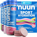 Nuun Sport Electrolyte Tablets with Magnesium Calcium Potassium Chloride &amp Sodium Gluten Free &amp Vegan Mixed Flavor 4 Pack (40 Servings Total)
