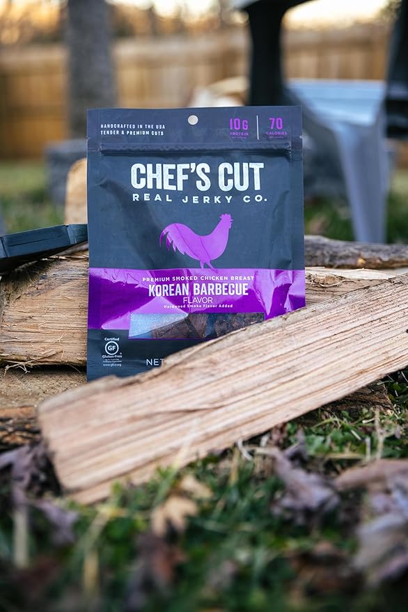 Chef’s Cut Real Chicken Jerky | High Protein Meat Snack with 10 g Protein &amp 70 Calories Gluten Free Keto-Friendly Premium Lean Smoked Chicken Breast | Korean Barbecue | 2.5 oz (Pack of 4)