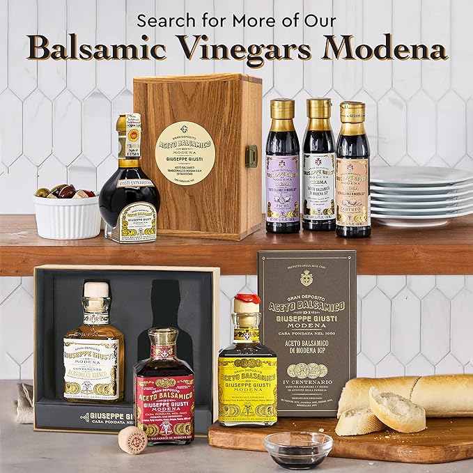 Giusti White Balsamic Vinegar Dressing – Condiment for Cooking and Finishing Dishes such as Salads Vegetables or Fish. Made in Italy with Balsamic Vinegar of Modena – 8.45 fl oz (250 ml) - Pack of 4