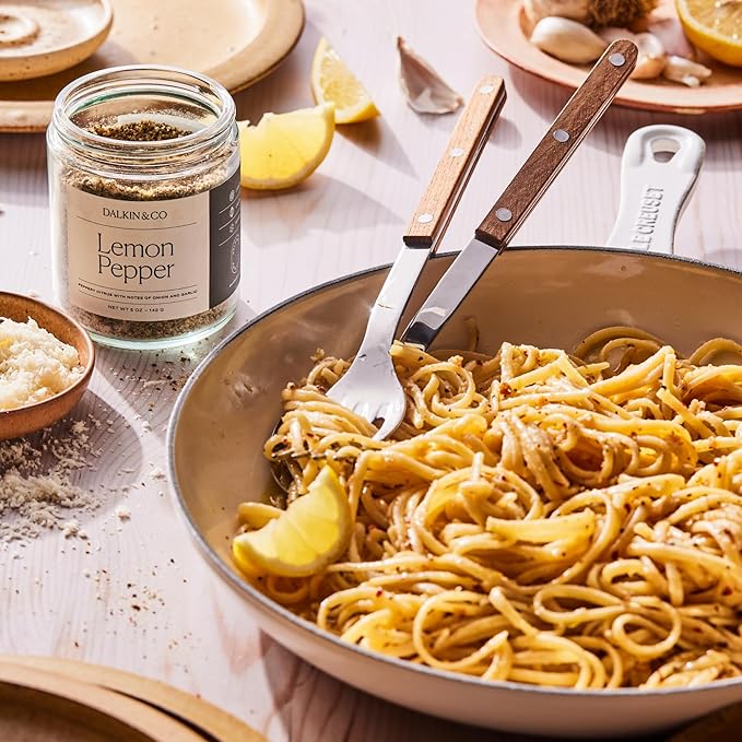 Dalkin &amp Co. Lemon Pepper Chicken Wing Seasoning Bright Lemon Peel Black Pepper Garlic &amp Onion Blend Clean Flavor with No Fillers or Additives Eco-Friendly Reusable Jar 5 oz