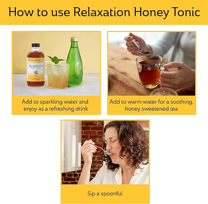 Mickelberry Gardens Relaxation Honey Tonic – Natural Tension Relief &amp Sleep Support with Chamomile Lavender &amp Organic Herbs – 4 Oz (Pack of 2)